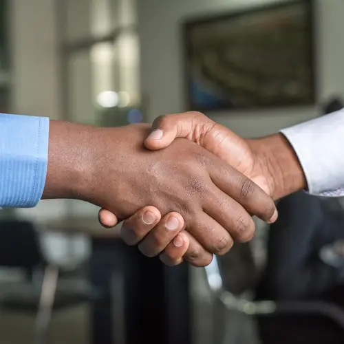 Two people shaking hands to represent a succesful job application